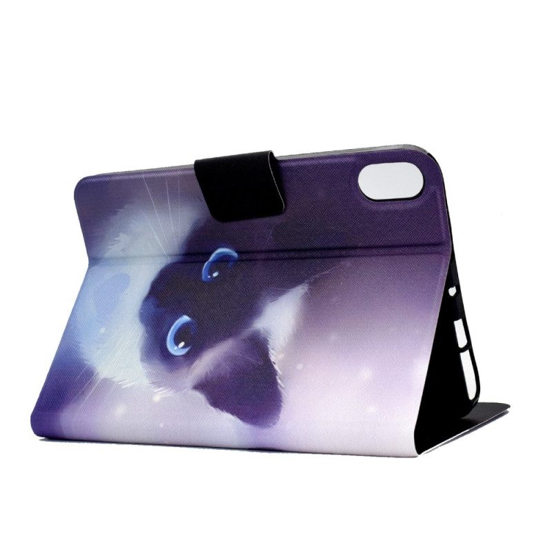 Custodia in pelle iPad 10.9" (2022) Gatto Dagli Occhi Azzurri