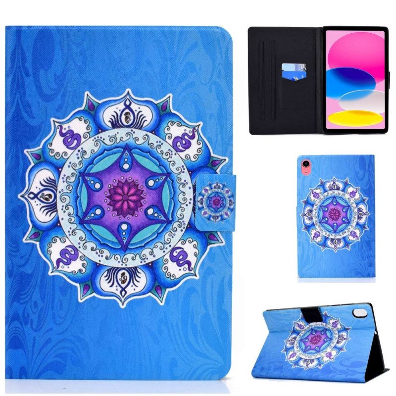 Custodia in pelle iPad 10.9" (2022) Mandala Su Sfondo Blu