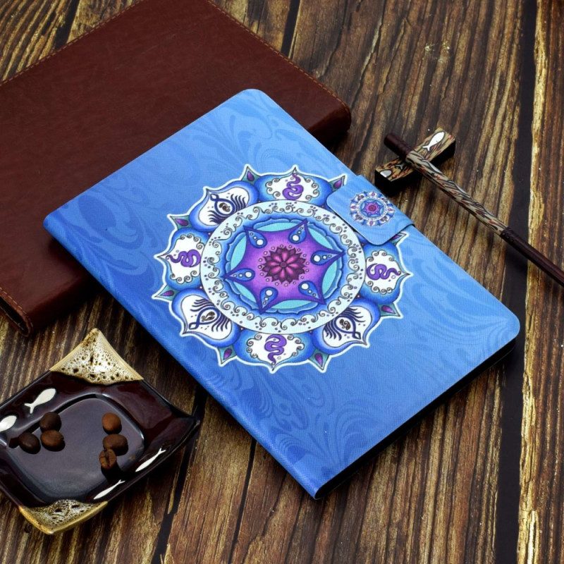 Custodia in pelle iPad 10.9" (2022) Mandala Su Sfondo Blu