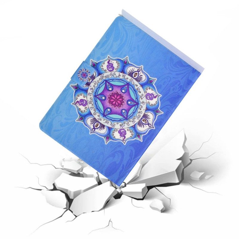 Custodia in pelle iPad 10.9" (2022) Mandala Su Sfondo Blu