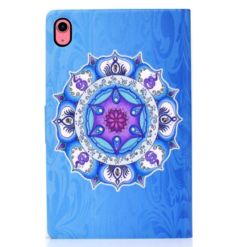 Custodia in pelle iPad 10.9" (2022) Mandala Su Sfondo Blu