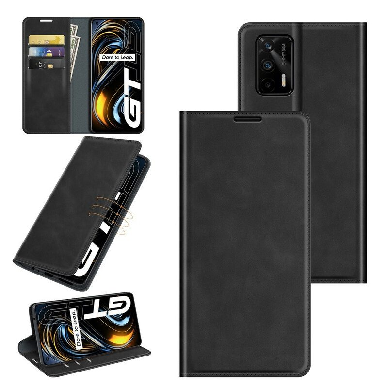 Folio Cover Realme GT 5G Custodia in pelle Cuciture In Pelle Stile