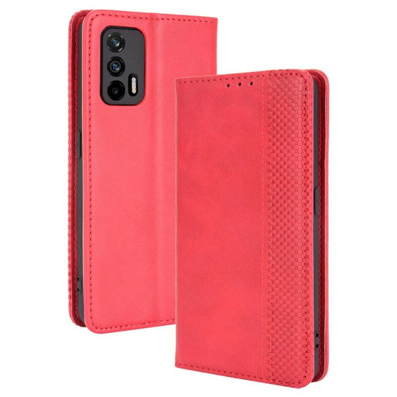 Folio Cover Realme GT 5G Custodia in pelle Effetto Pelle Vintage Stilizzato