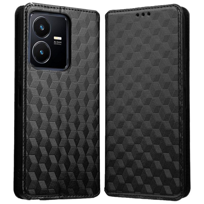 Folio Cover Vivo Y22s Custodia in pelle Trama 3d