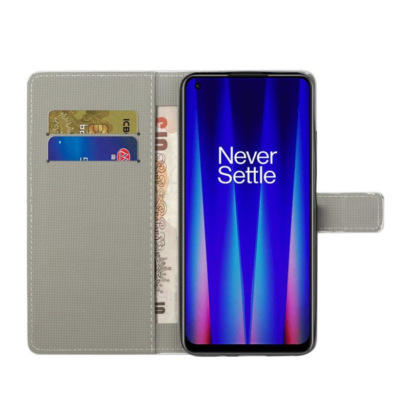 Custodia A Portafoglio OnePlus Nord CE 2 5G Farfalle Al Neon