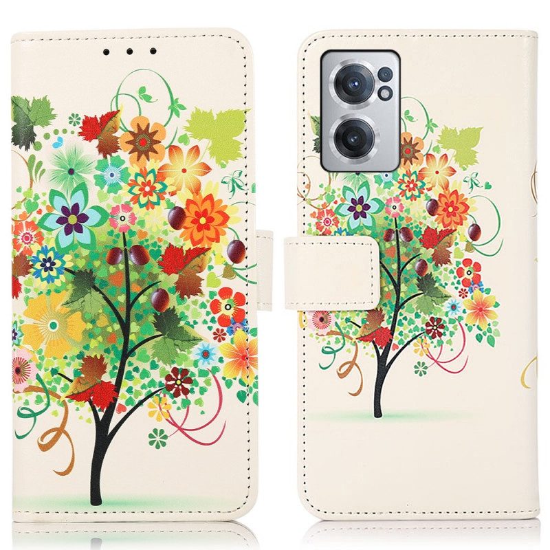 Custodia in pelle OnePlus Nord CE 2 5G Albero Multicolore In Fiore