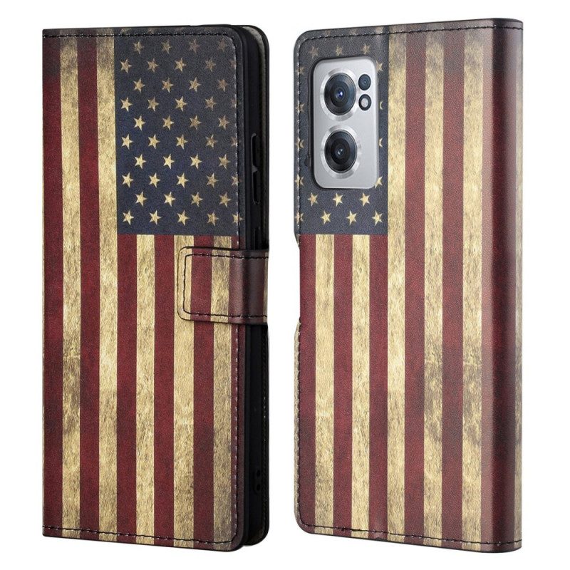 Custodia in pelle OnePlus Nord CE 2 5G Bandiera Americana