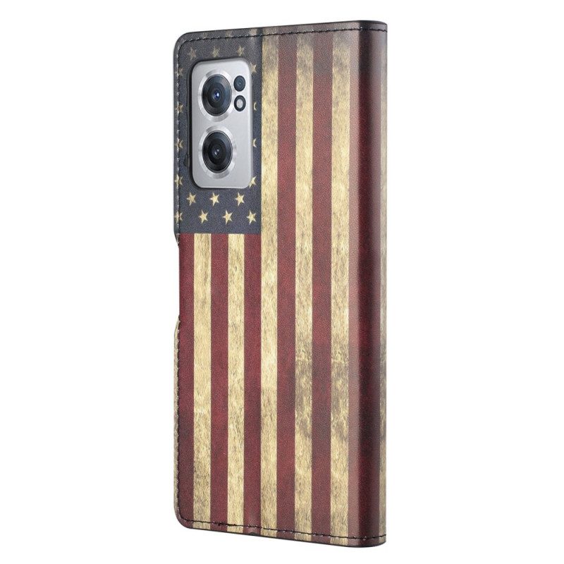 Custodia in pelle OnePlus Nord CE 2 5G Bandiera Americana