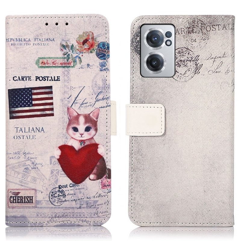 Custodia in pelle OnePlus Nord CE 2 5G Gatto Americano