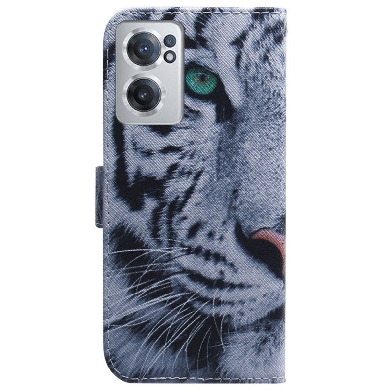 Custodia in pelle OnePlus Nord CE 2 5G Tigre Bianca