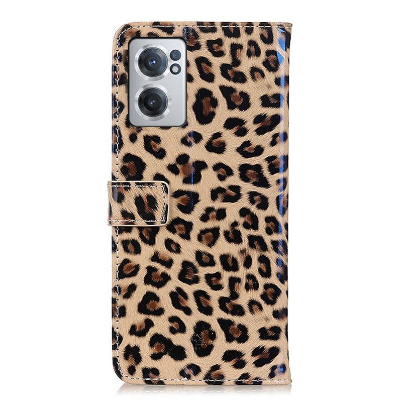 Folio Cover OnePlus Nord CE 2 5G Ecopelle Leopardata