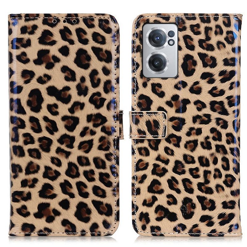 Folio Cover OnePlus Nord CE 2 5G Ecopelle Leopardata