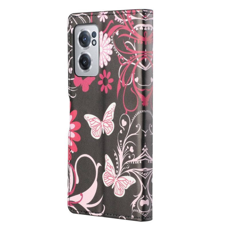 Folio Cover OnePlus Nord CE 2 5G Fiori E Farfalle