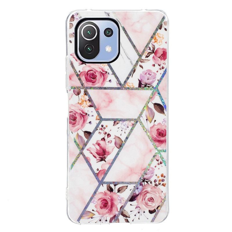 Cover Xiaomi Mi 11 Lite 4G / 5G / 5G NE Fiori Marmorizzati