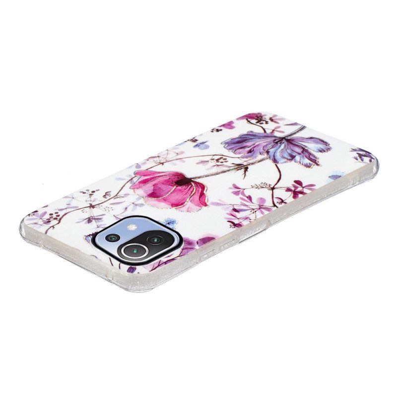 Cover Xiaomi Mi 11 Lite 4G / 5G / 5G NE Fiori Marmorizzati