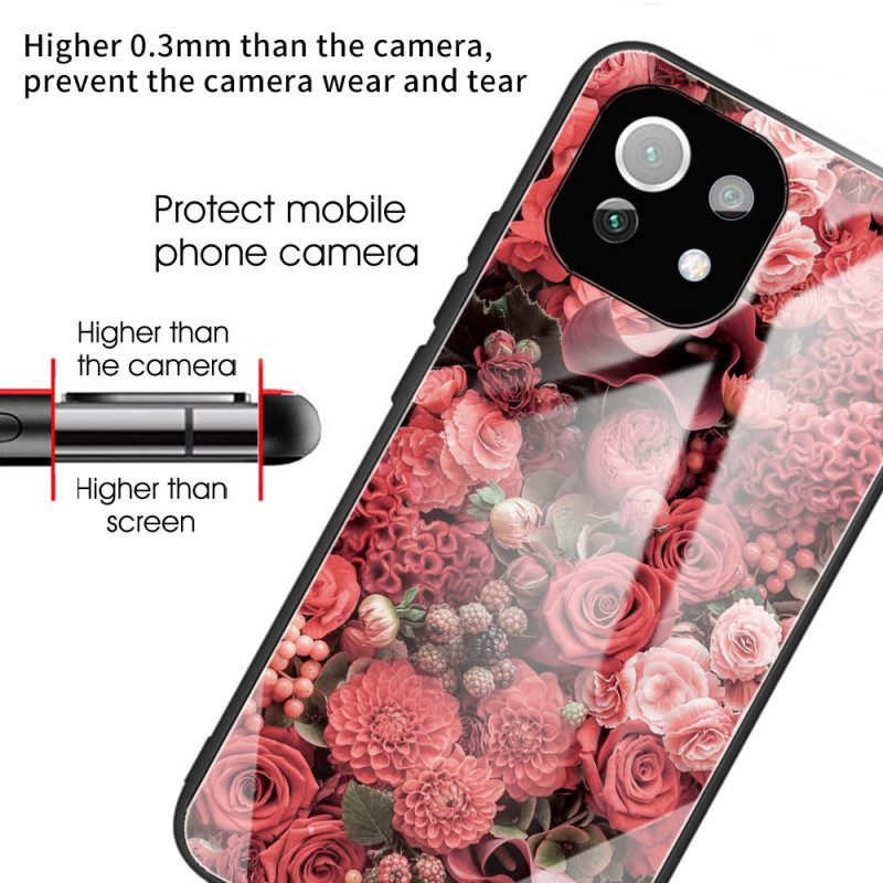 Cover Xiaomi Mi 11 Lite 4G / 5G / 5G NE Vetro Temperato Rose Flowers