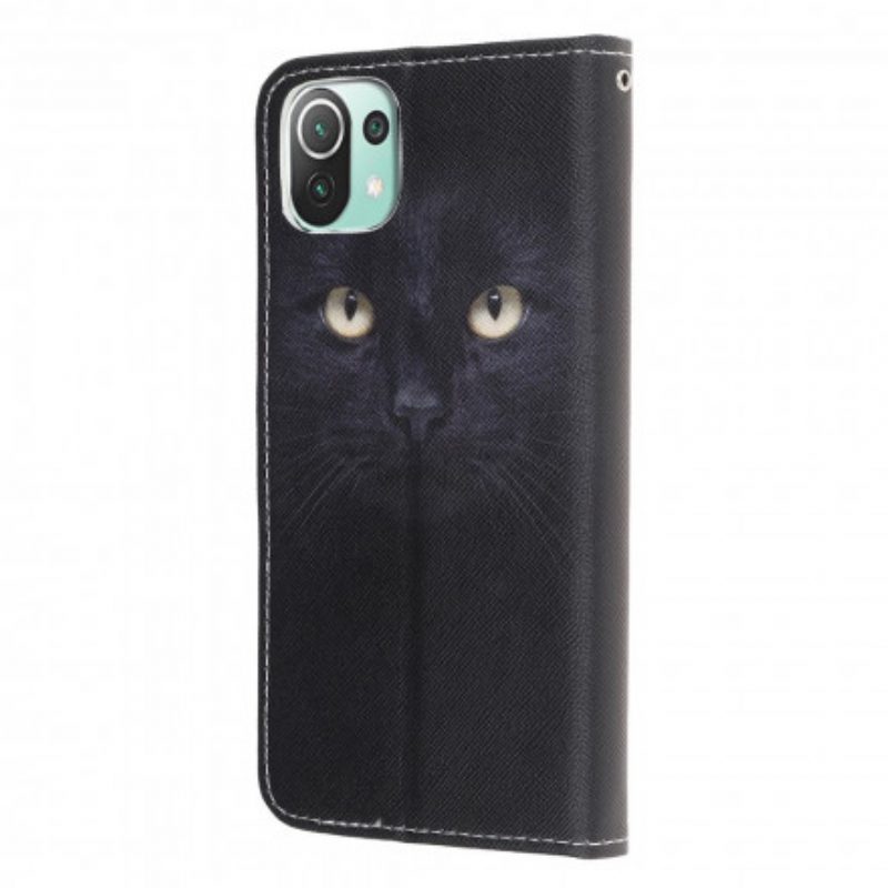 Custodia in pelle Xiaomi Mi 11 Lite 4G / 5G / 5G NE Occhi Di Gatto Nero