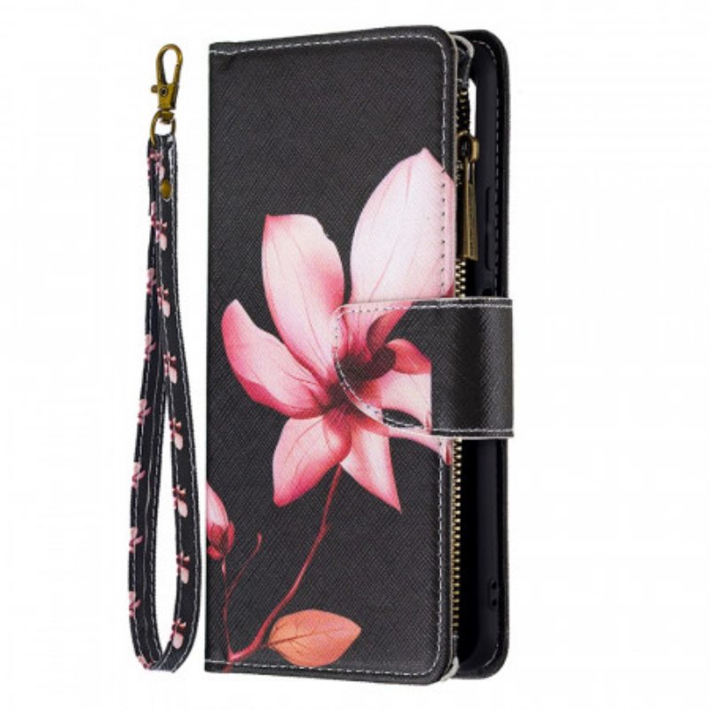 Custodia in pelle Xiaomi Mi 11 Lite 4G / 5G / 5G NE Tasca Con Zip Fiore Rosa