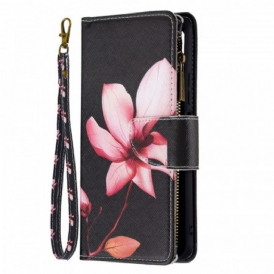 Custodia in pelle Xiaomi Mi 11 Lite 4G / 5G / 5G NE Tasca Con Zip Fiore Rosa