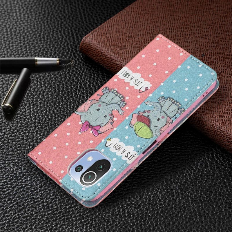 Folio Cover Xiaomi Mi 11 Lite 4G / 5G / 5G NE Custodia in pelle Elefantini