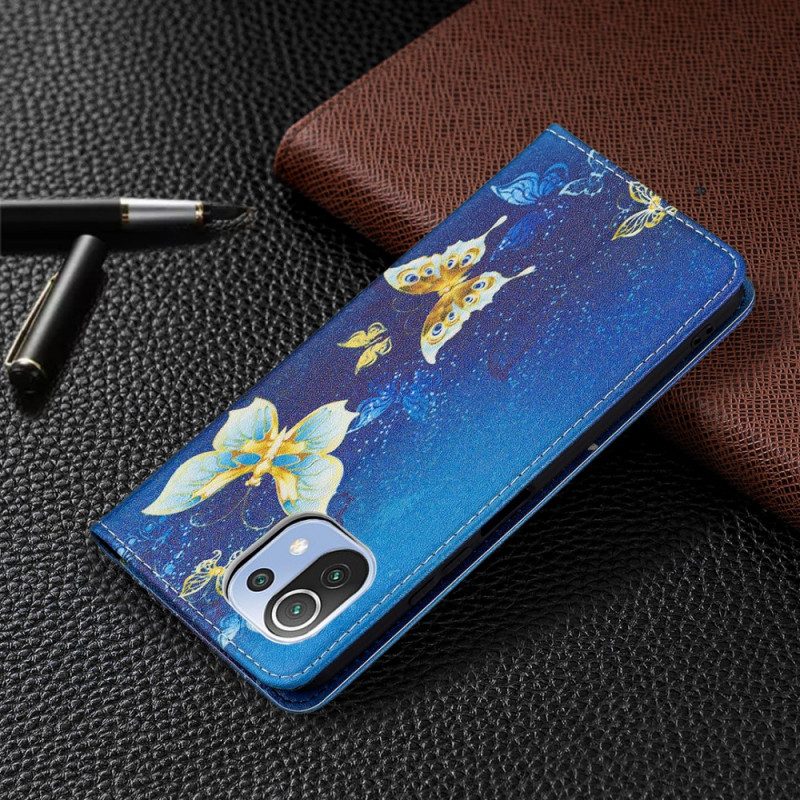 Folio Cover Xiaomi Mi 11 Lite 4G / 5G / 5G NE Custodia in pelle Farfalle