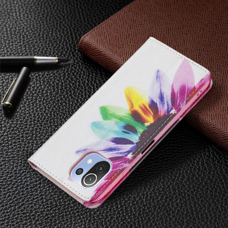 Folio Cover Xiaomi Mi 11 Lite 4G / 5G / 5G NE Custodia in pelle Fiore Dell'acquerello