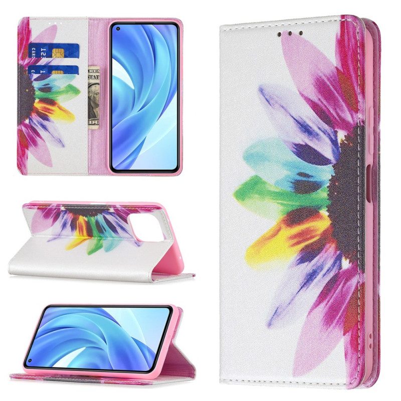 Folio Cover Xiaomi Mi 11 Lite 4G / 5G / 5G NE Custodia in pelle Fiore Dell'acquerello