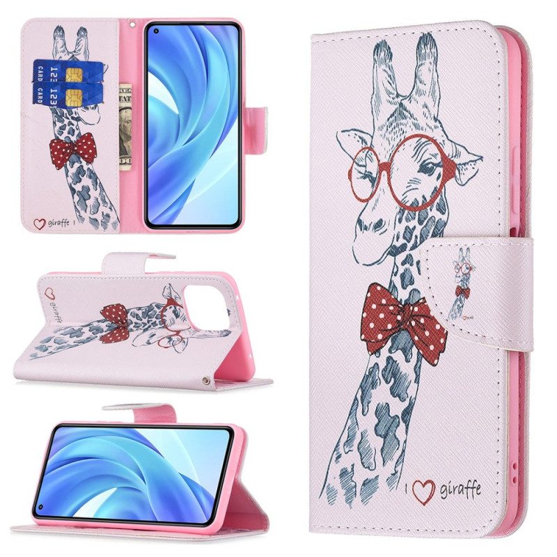 Folio Cover Xiaomi Mi 11 Lite 4G / 5G / 5G NE Giraffa Intelligente