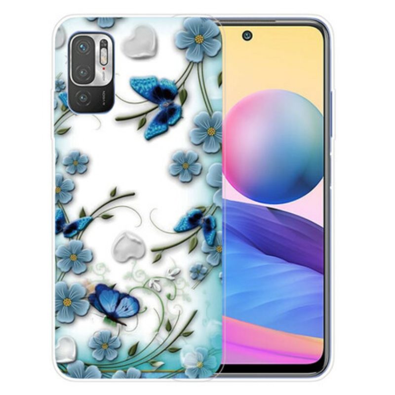 Cover Poco M3 Pro 5G Farfalle E Fiori Retrò