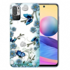 Cover Poco M3 Pro 5G Farfalle E Fiori Retrò