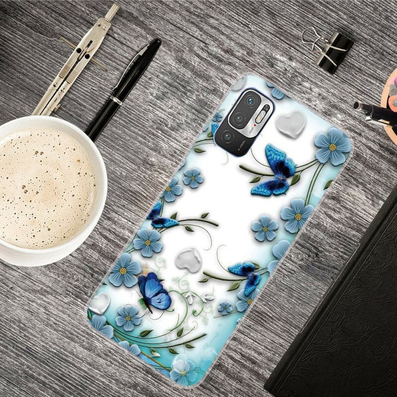 Cover Poco M3 Pro 5G Farfalle E Fiori Retrò