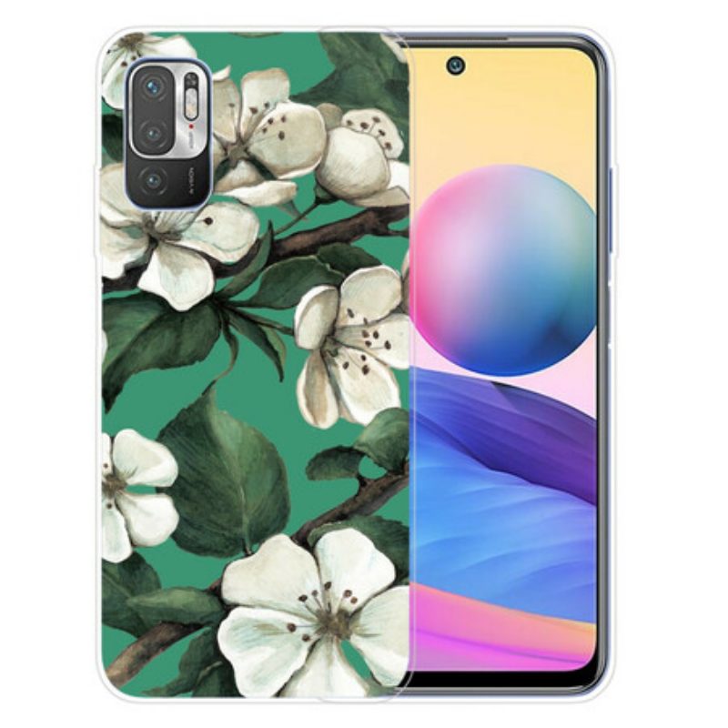 Cover Poco M3 Pro 5G Fiori Bianchi Dipinti