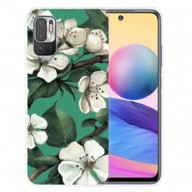 Cover Poco M3 Pro 5G Fiori Bianchi Dipinti