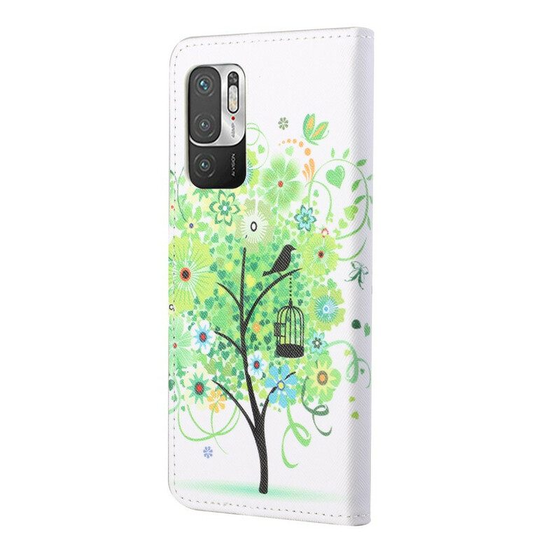 Custodia in pelle Poco M3 Pro 5G Albero Di Fogliame Verde