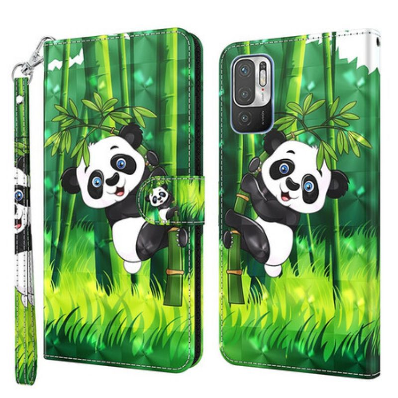 Custodia in pelle Poco M3 Pro 5G Panda E Bambù