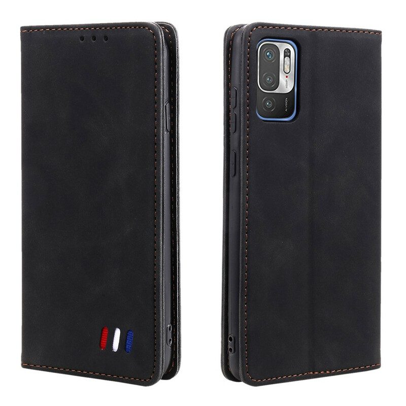 Folio Cover Poco M3 Pro 5G Custodia in pelle Stile In Pelle Tricolore