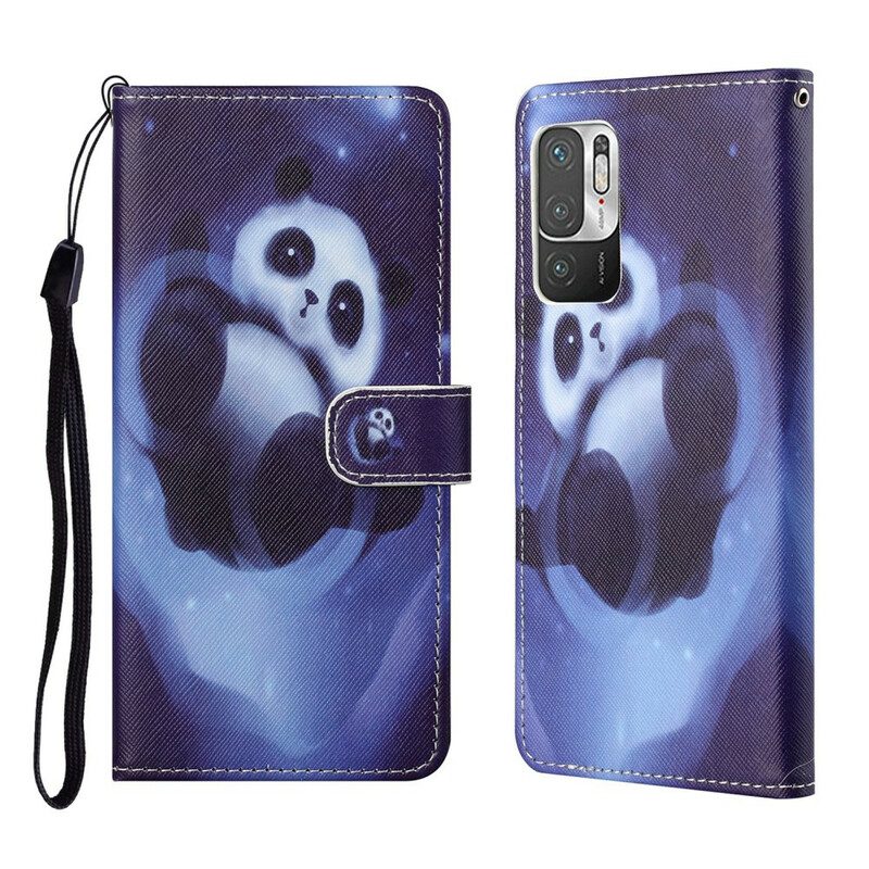 Folio Cover Poco M3 Pro 5G Panda Space Con Cordino