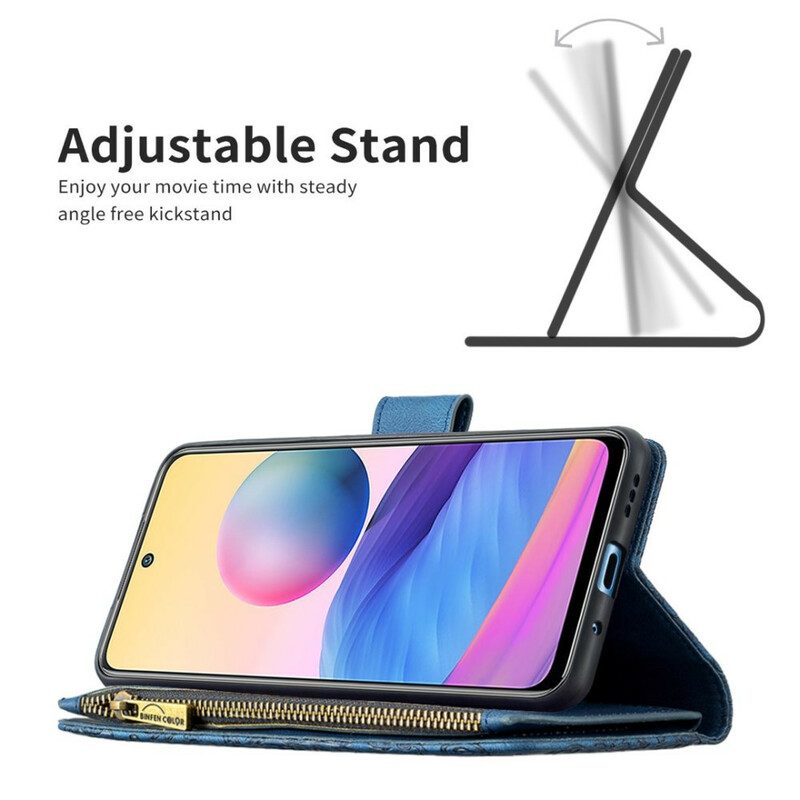 Folio Cover Poco M3 Pro 5G Tasca Con Zip A Farfalla