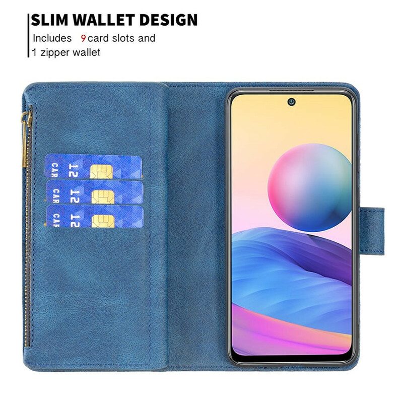 Folio Cover Poco M3 Pro 5G Tasca Con Zip A Farfalla