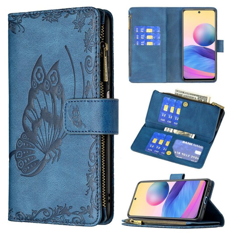 Folio Cover Poco M3 Pro 5G Tasca Con Zip A Farfalla