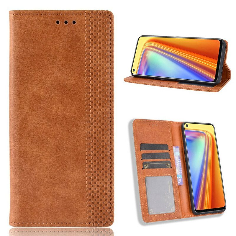 Folio Cover Realme 7 Custodia in pelle Effetto Pelle Vintage Stilizzato