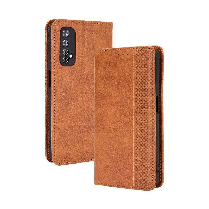 Folio Cover Realme 7 Custodia in pelle Effetto Pelle Vintage Stilizzato