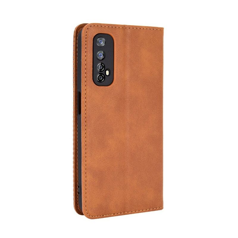 Folio Cover Realme 7 Custodia in pelle Effetto Pelle Vintage Stilizzato