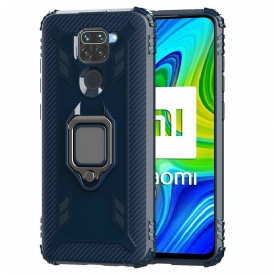 Cover Xiaomi Redmi Note 9 Anello E Fibra Di Carbonio