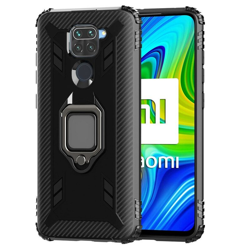 Cover Xiaomi Redmi Note 9 Anello E Fibra Di Carbonio