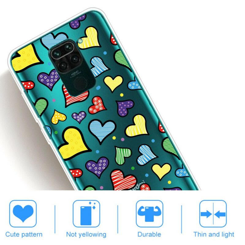 Cover Xiaomi Redmi Note 9 Cuori Multicolori