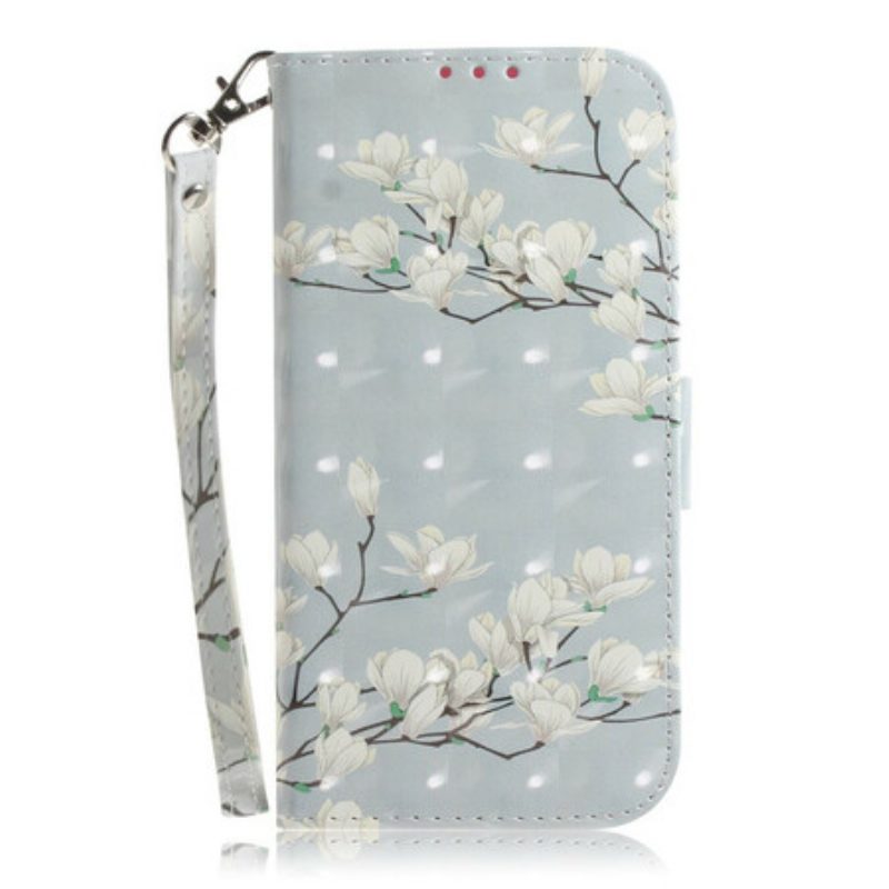 Custodia in pelle Xiaomi Redmi Note 9 Cinghia Fiore Albero