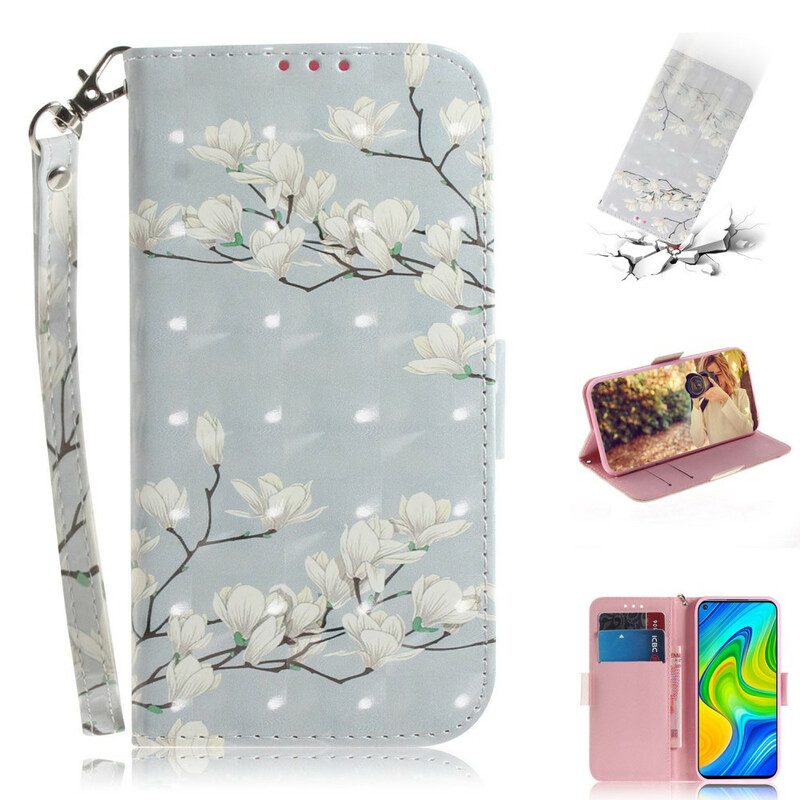 Custodia in pelle Xiaomi Redmi Note 9 Cinghia Fiore Albero