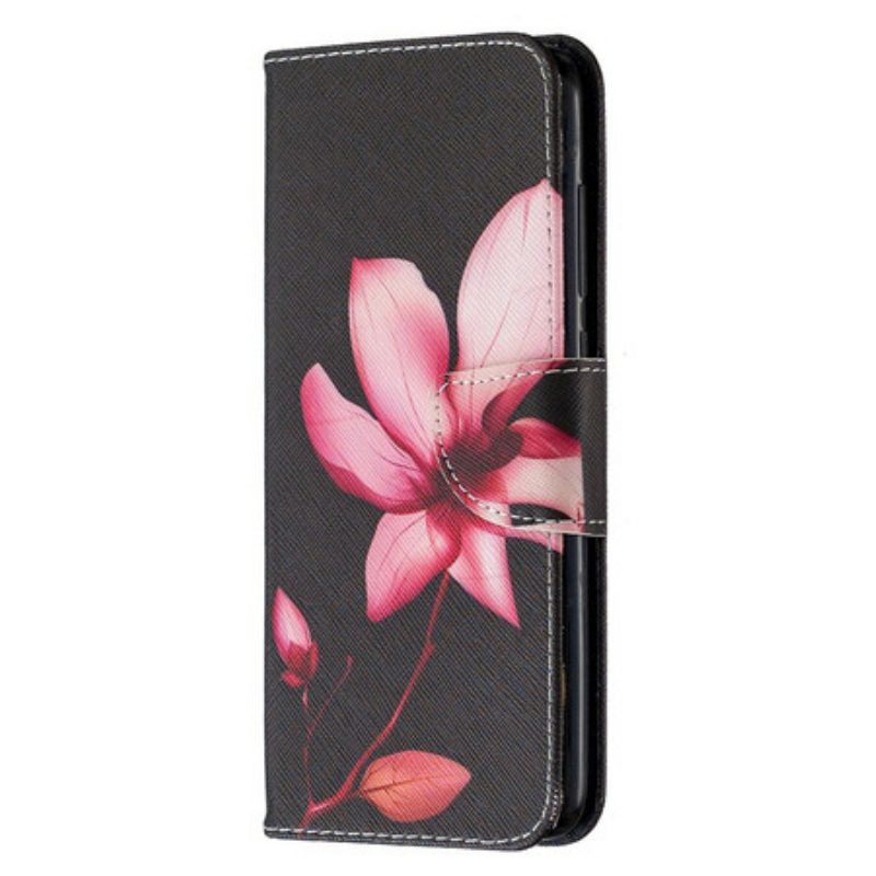 Custodia in pelle Xiaomi Redmi Note 9 Fiore Rosa