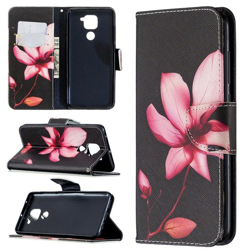 Custodia in pelle Xiaomi Redmi Note 9 Fiore Rosa